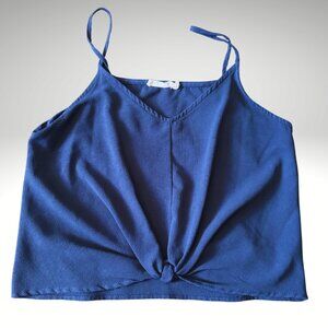 Lush Navy Blue Twist Front Cropped Tank Top Size XS